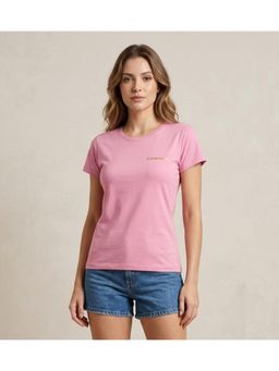WINEBERRY - Pink Women Solid Round Neck Half Sleeve T-shirt