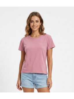 WINEBERRY - Pink Women Solid Round Neck Half Sleeve T-shirt