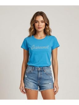WINEBERRY - Blue Women Printed Round Neck Half Sleeve T-shirt
