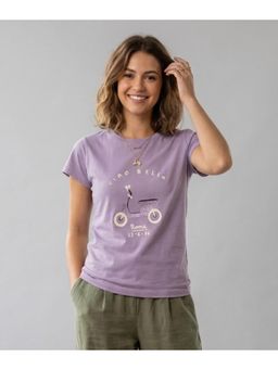 WINEBERRY - Lavender Women Printed Round Neck Half Sleeve T-shirt