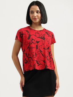 United Colors of Benetton - Red Round Neck Print T-Shirt