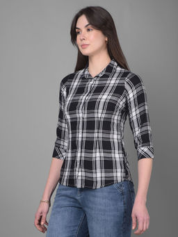 CRIMSOUNE CLUB - Women Black Tartan Checked Shirt