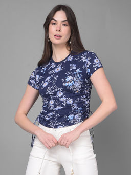 CRIMSOUNE CLUB - Women Navy Blue Floral Top