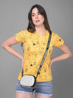 CRIMSOUNE CLUB - Women Yellow Graphic Printed T-Shirt