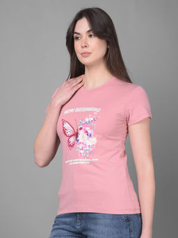 CRIMSOUNE CLUB - Women Pink Graphic Printed T-Shirt