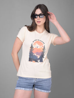 CRIMSOUNE CLUB - Women Yellow Graphic Printed T-Shirt