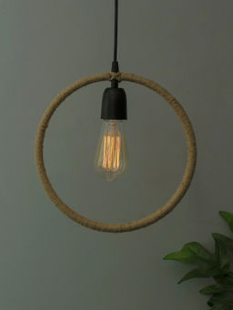 Homesake - Metal Pendant Hemp Rope Light Round