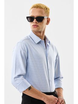 Snitch - Light Blue Printed Full Sleeves Slim Formal Shirt for Men