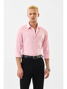 Snitch - Pink Solid Full Sleeves Slim Formal Shirt for Men