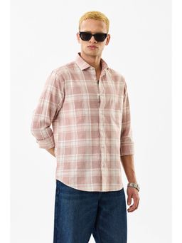 Snitch - Pink Plaid Full Sleeves Slim Casual Shirt for Men
