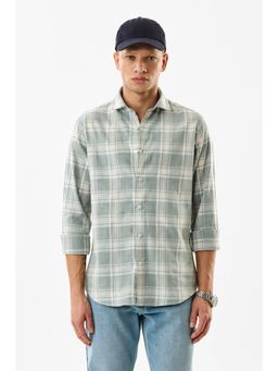 Snitch - Green Plaid Full Sleeves Slim Casual Shirt for Men