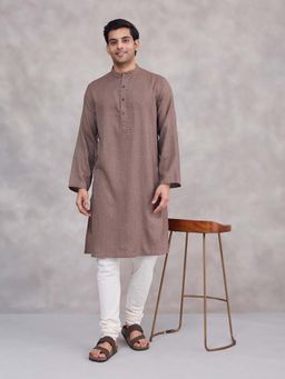 Fabindia - Beige Woven Long Kurta