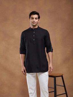 Fabindia - Black Solid Short Kurta