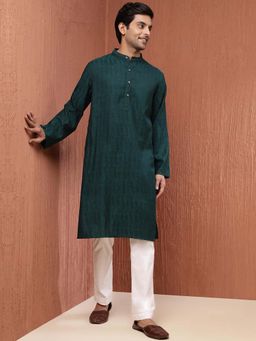 Fabindia - Green Woven Long Kurta