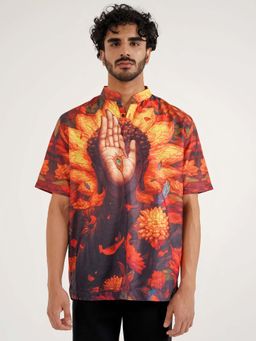 CLAZZEY - Yellow Sunflower Graphic Short Kurta