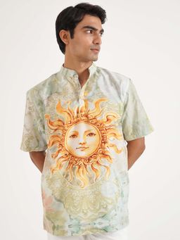 CLAZZEY - Green Graphic Heat Short Kurta