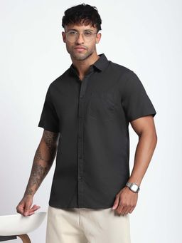 R&B - Men Olive Cotton Solid Shirt