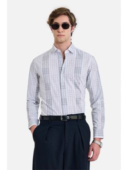 Snitch - Men White Cotton Checks Shirt