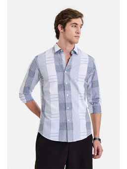 Snitch - Men White Cotton Checks Shirt