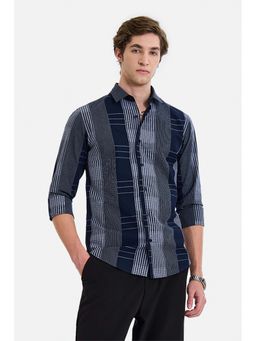 Snitch - Men Navy Blue Cotton Checks Shirt