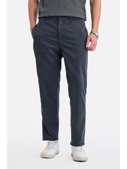 Snitch - Men Grey Polyester Blend Solid Trouser
