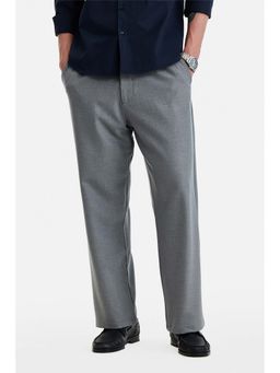 Snitch - Men Grey Polyester Blend Solid Trouser
