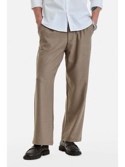 Snitch - Men Khaki Polyester Blend Solid Trouser