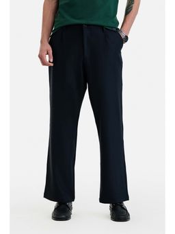Snitch - Men Navy Blue Polyester Blend Solid Trouser