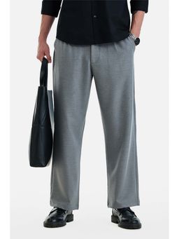 Snitch - Men Grey Polyester Blend Solid Trouser