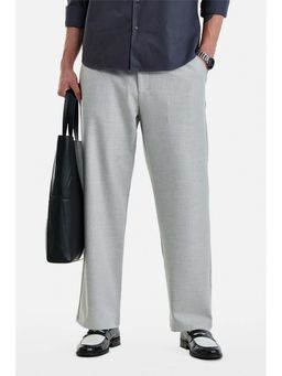 Snitch - Men Grey Polyester Blend Solid Trouser