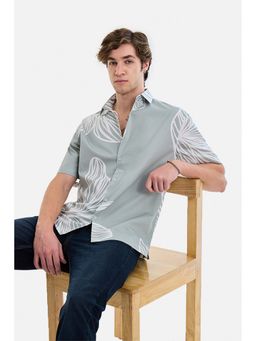 Snitch - Men Green Cotton Printed Shirt