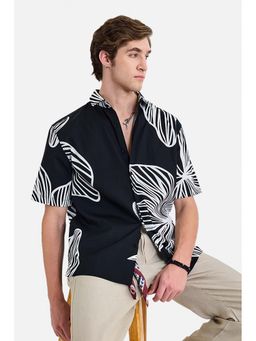 Snitch - Men Black Cotton Printed Shirt