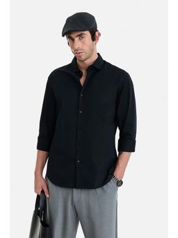 Snitch - Men Black Cotton Solid Shirt