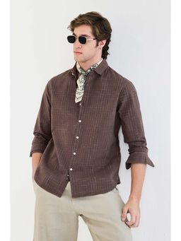 Snitch - Men Brown Cotton Checks Shirt
