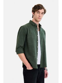 Snitch - Men Green Cotton Checks Shirt