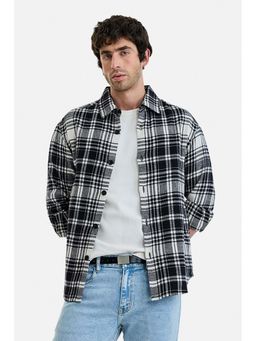 Snitch - Men Black Cotton Checks Shirt