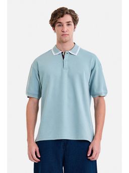 Snitch - Men Blue Cotton Printed Polo T-Shirt