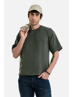 Snitch - Men Olive Modal Solid T-Shirt