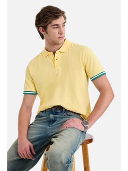 Snitch - Men Yellow Cotton Solid Polo T-Shirt