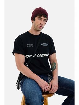 Snitch - Men Black Cotton Printed T-Shirt