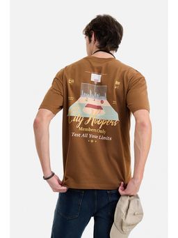Snitch - Men Brown Cotton Printed T-Shirt
