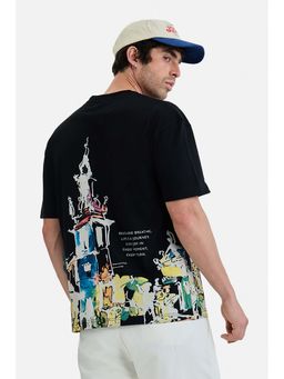 Snitch - Men Black Cotton Printed T-Shirt