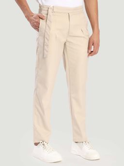 Bene Kleed - Men Beige Polyester Solid Trouser