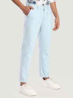 Bene Kleed - Men Blue Cotton Solid Trouser