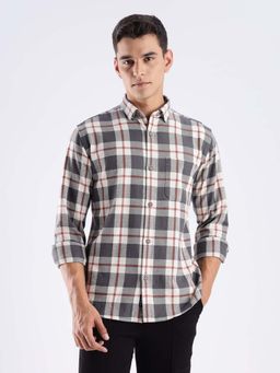 TURMS - Men Charcoal Cotton Checks Shirt