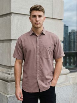 KUONS AVENUE - Men Coral Corduroy Solid Shirt