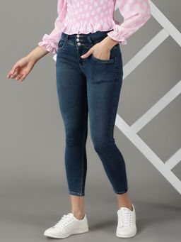 SHOWOFFFF - Women's Stretchable Clean Look Navy Blue Slim Fit Jeans