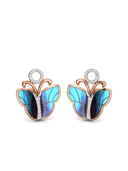Candere by Kalyan Jewellers - 18K BIS Hallmark Rose Gold and Diamond Butterfly Earrings