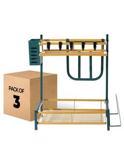 USHA SHRIRAM - Set of 3 Seasoning rack Green & Gold
