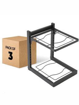 USHA SHRIRAM - Set of 3 Buckle Type Pot Rack Black